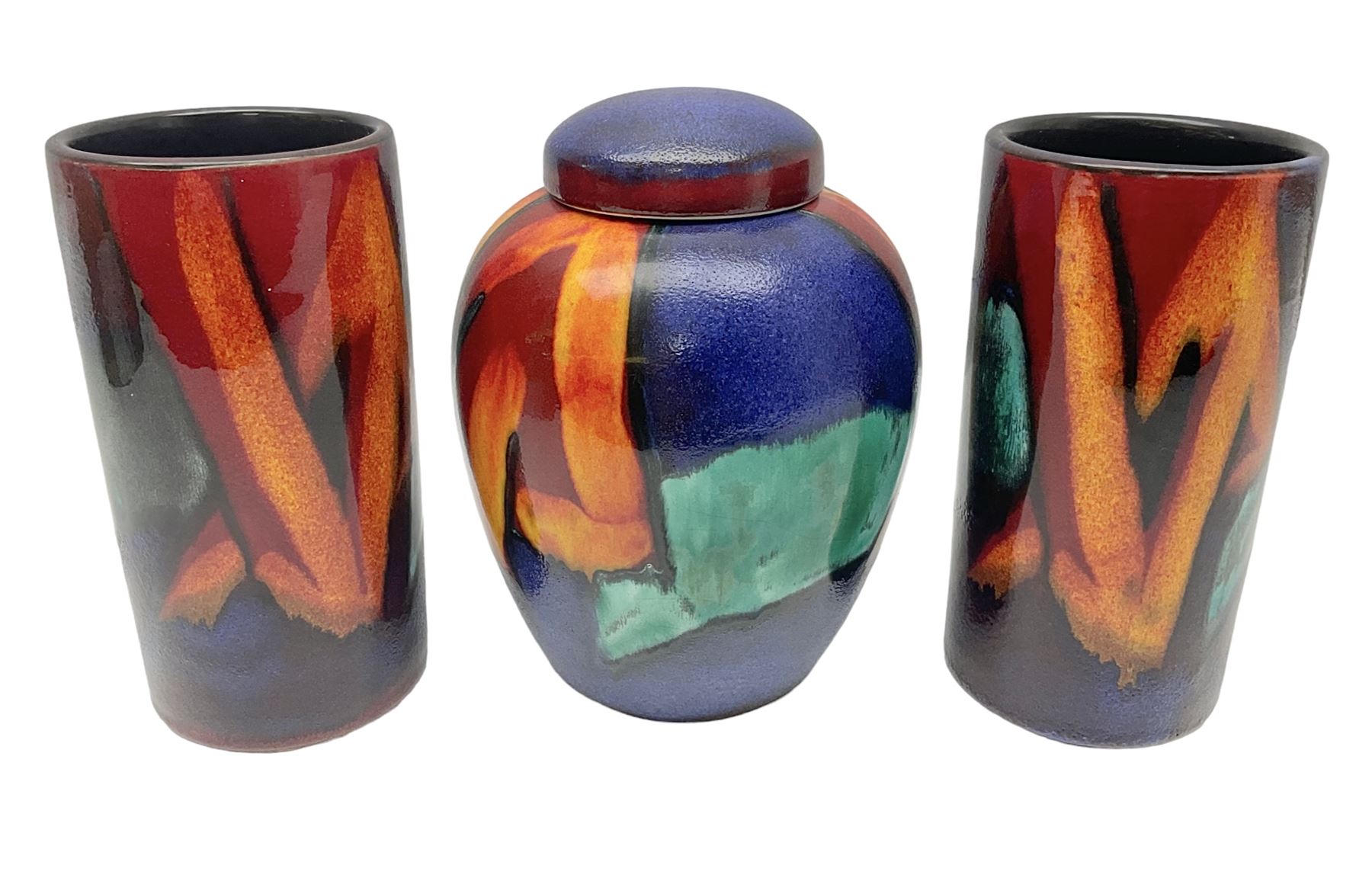 Three pieces of Poole Pottery in Graffiti pattern | Antiques