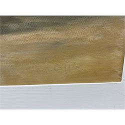 Catherine Tyler (British 1949-): 'Peonies', oil on canvas signed, titled verso 50cm x 60cm