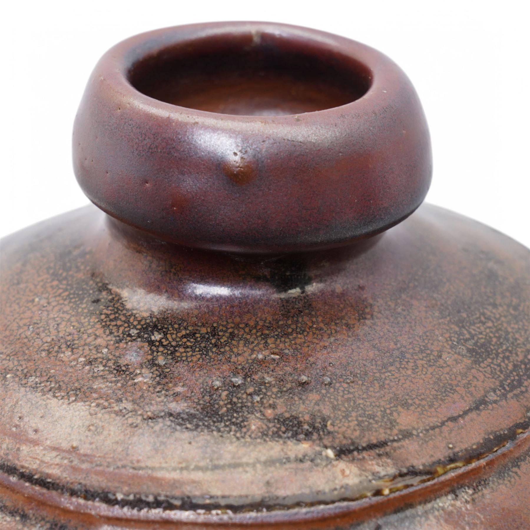 Geoffrey Whiting (1919-1988) for Avoncroft Pottery; large studio pottery stoneware vase, in deep brown glaze, impressed seal and Avoncroft marks to base, H43cm 