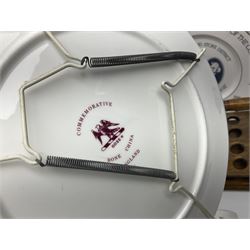 Collectables relating to the Methodist Church, including plates, goblet and mugs commemorating the 250th anniversary of the church, together with two wooden communion cup holders, etc