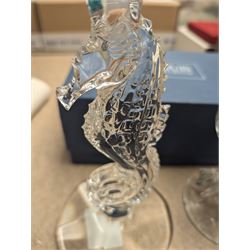 Waterford Crystal seahorse candlestick and a boxed Waterford crystal Marquis candlestick