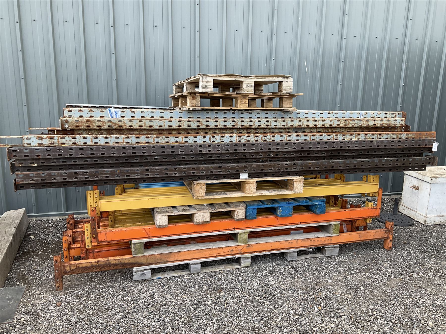 Steel industrial pallet racking, nine uprights and quantity of various size beams  - THIS LOT IS TO BE COLLECTED BY APPOINTMENT FROM DUGGLEBY STORAGE, GREAT HILL, EASTFIELD, SCARBOROUGH, YO11 3TX
