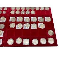 Great British pre-1947 silver coins, including sixpences, shillings, florins/two shillings and halfcrowns, housed in four coin trays