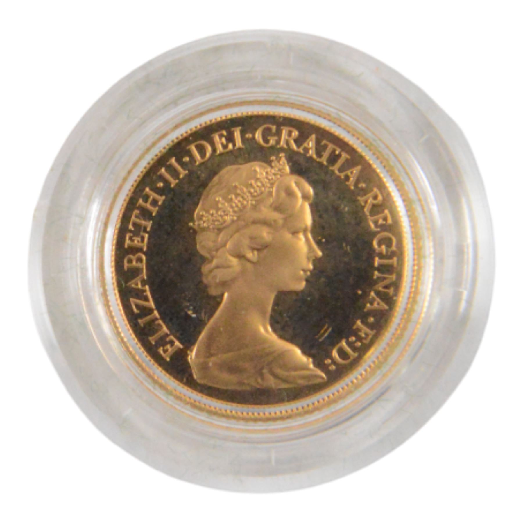 Queen Elizabeth II 1980 gold proof full sovereign coin, cased with certificate
