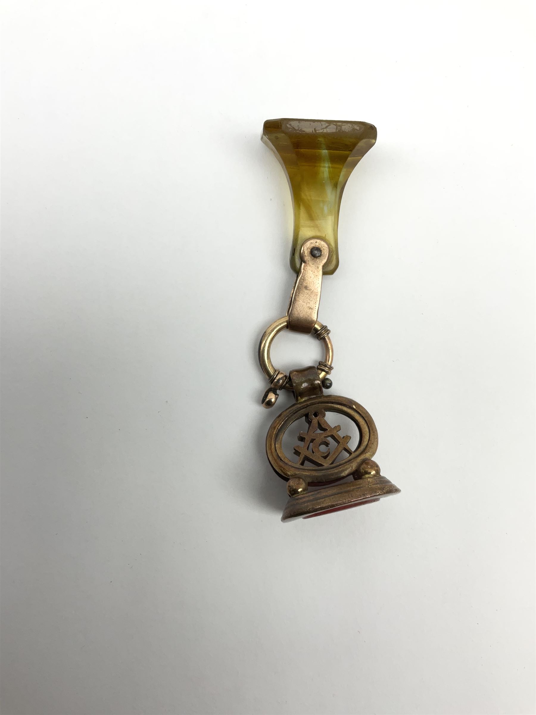 Masonic fob seal and another on spring catch loop