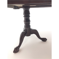  Queen Anne style twin pedestal rosewood extending dining table with two leaves (W229cm, H77cm, D107cm) and eight (6+2) Chippendale style chairs, upholstered seat, cabriole legs, ball and claw feet (W61cm)   