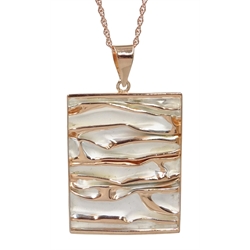 Rose gold on silver large rectangular pendant necklace, stamped 925  