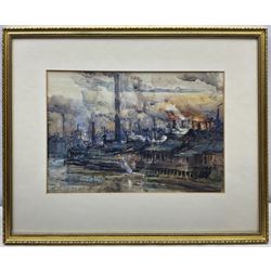 Rowland Henry Hill (Staithes Group 1873-1952): Sheffield Industrial Landscape, watercolour signed and dated 1923, 25cm x 36cm
