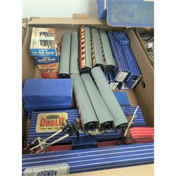 Collection of Hornby Dublo three-rail model railway rolling stock, track and accessories, some boxed