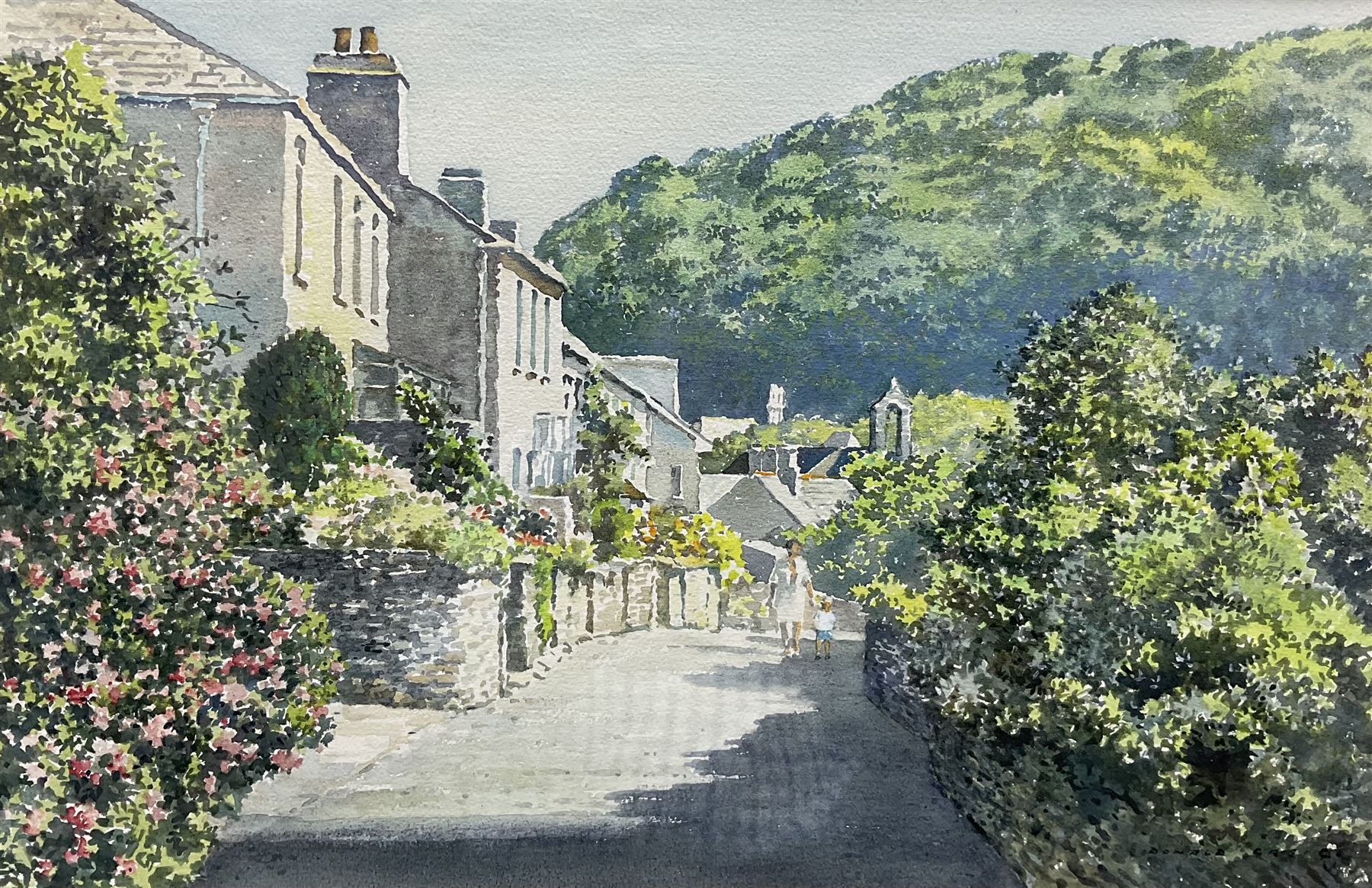 Donald Greig (British 1916-2009): Mother and Child on a Country Path, watercolour signed 34cm x 52cm