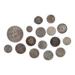 Approximately 85 grams of Great British pre-1920 silver coins, including Charles II two pe...