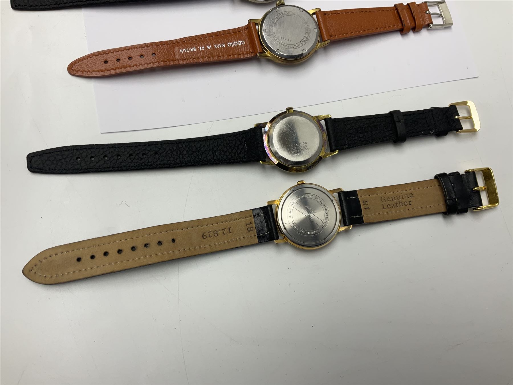 Ten manual wind wristwatches including Yeoman, Pinnacle, Avia, Walker & Hall, Argonaut, Roberts & Owen, Exactus, Uno, Amida and Elco