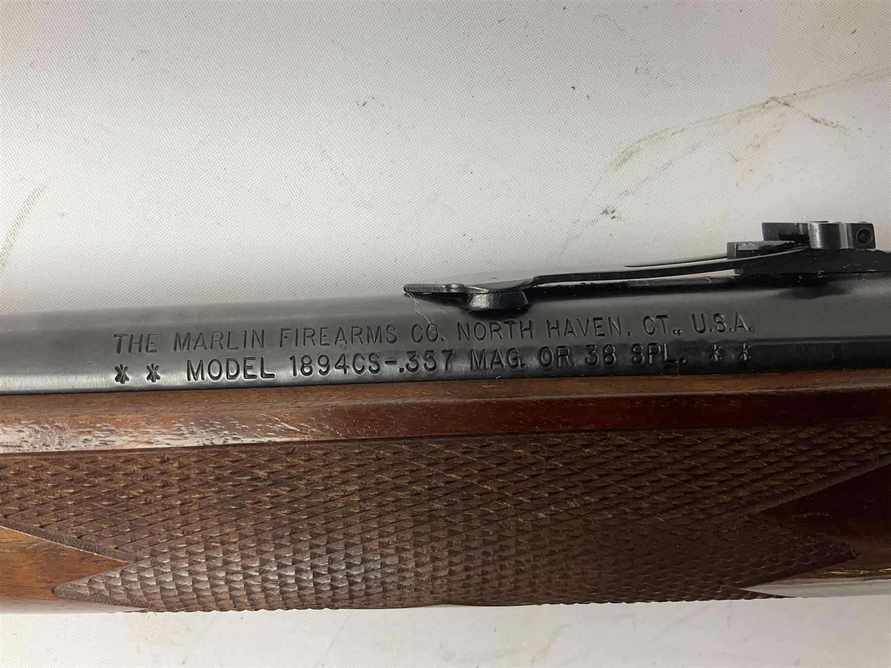 Marlin .38/357 Model 1894CS-357 Mag. or 38 Special underlever sporting rifle with 47cm barrel and sliding adjustable rear sight No.03067787 L91.5cm overall SECTION 1 FIRE-ARMS CERTIFICATE REQUIRED