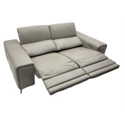 Franco Ferri Italia Carter power reclining two seat sofa, upholstered in Tosca grey leather