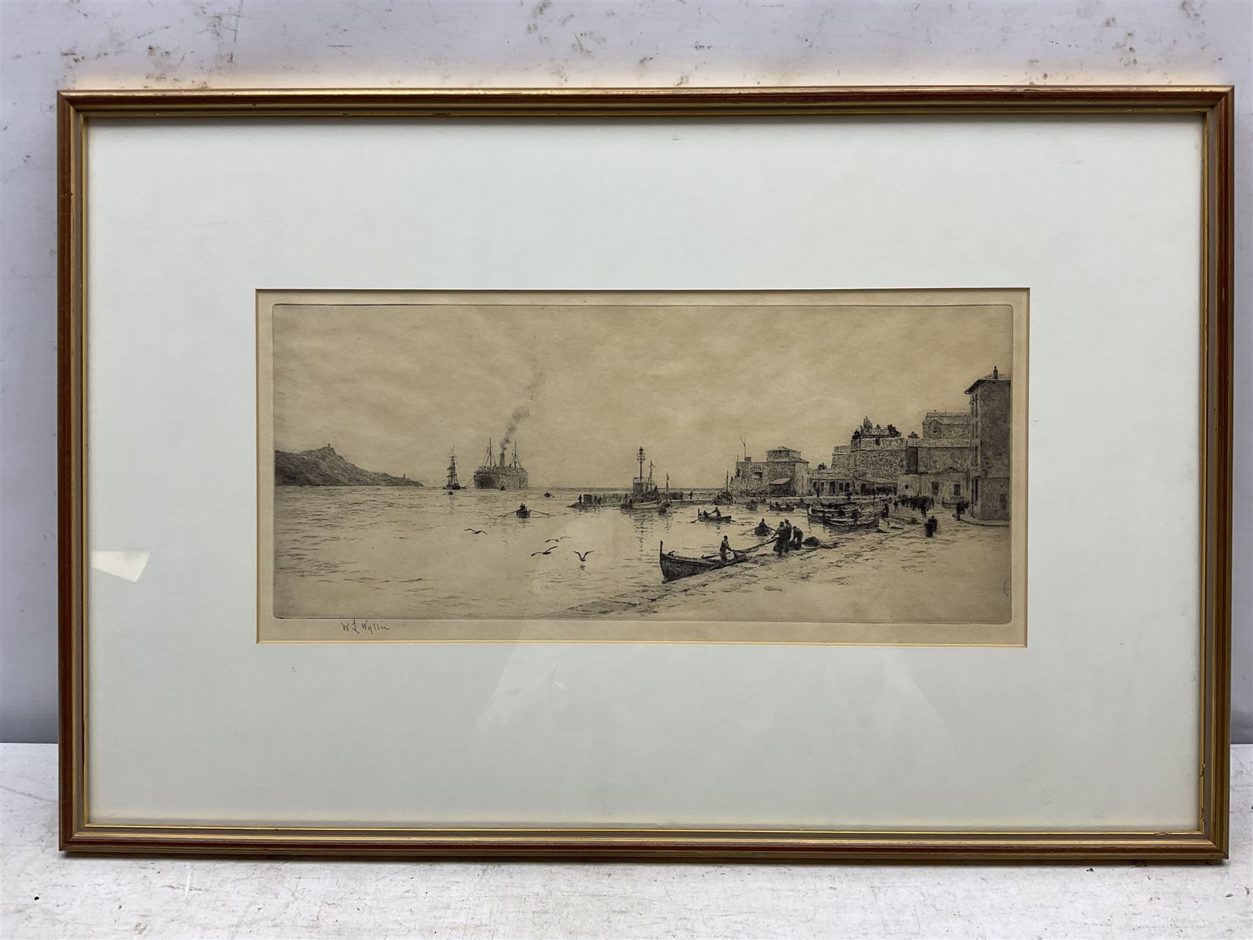 William Lionel Wyllie (British 1851-1931): 'Villefranche', drypoint etching signed in pencil 18cm x 39cm