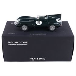 Autoart Signature Jaguar D-Type 1955 LeMans 24 Hours Winner, racing no. 6, boxed with certificate