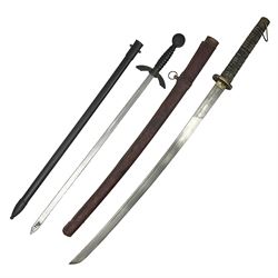Reproduction WW2 German Luftwaffe officer's sword; and reproduction Japanese officer's sword katana (2)