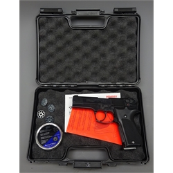  Umarex Walther model CP88 .177 CO2 air pistol, serial number A064045418 with instructions and part tin of pellets in case   