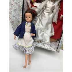 Sindy Gig and Horse Set; boxed; four various fashion dolls; and small quantity of home made and other clothing and material fragments etc