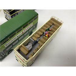Thirty-one modern die-cast models of buses, coaches and trams by Corgi, EFE, Solido etc; predominantly unboxed but one in box