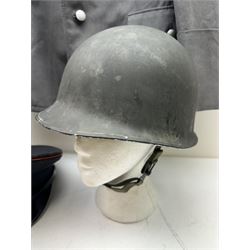 West German helmet steel helmet, together with 1960's peak cap and tunic with German insignias 