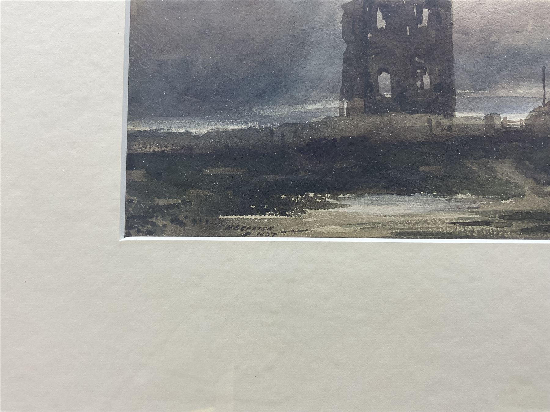 Henry Barlow Carter (British 1803-1867): Castle Ruin, watercolour signed and dated 1837, 9.5cm x 15cm 