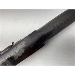 19th century George Gibbs of Bristol .461 cal. muzzle loading percussion match rifle with 28cm cut-down barrel and cut-down stock, Metford type rifling, fitted with additional three folding leaf rear sight to 400yds, back action sight still fitted to tang, maker's name to lock and top of barrel, serial no.439. L46.5cm overall