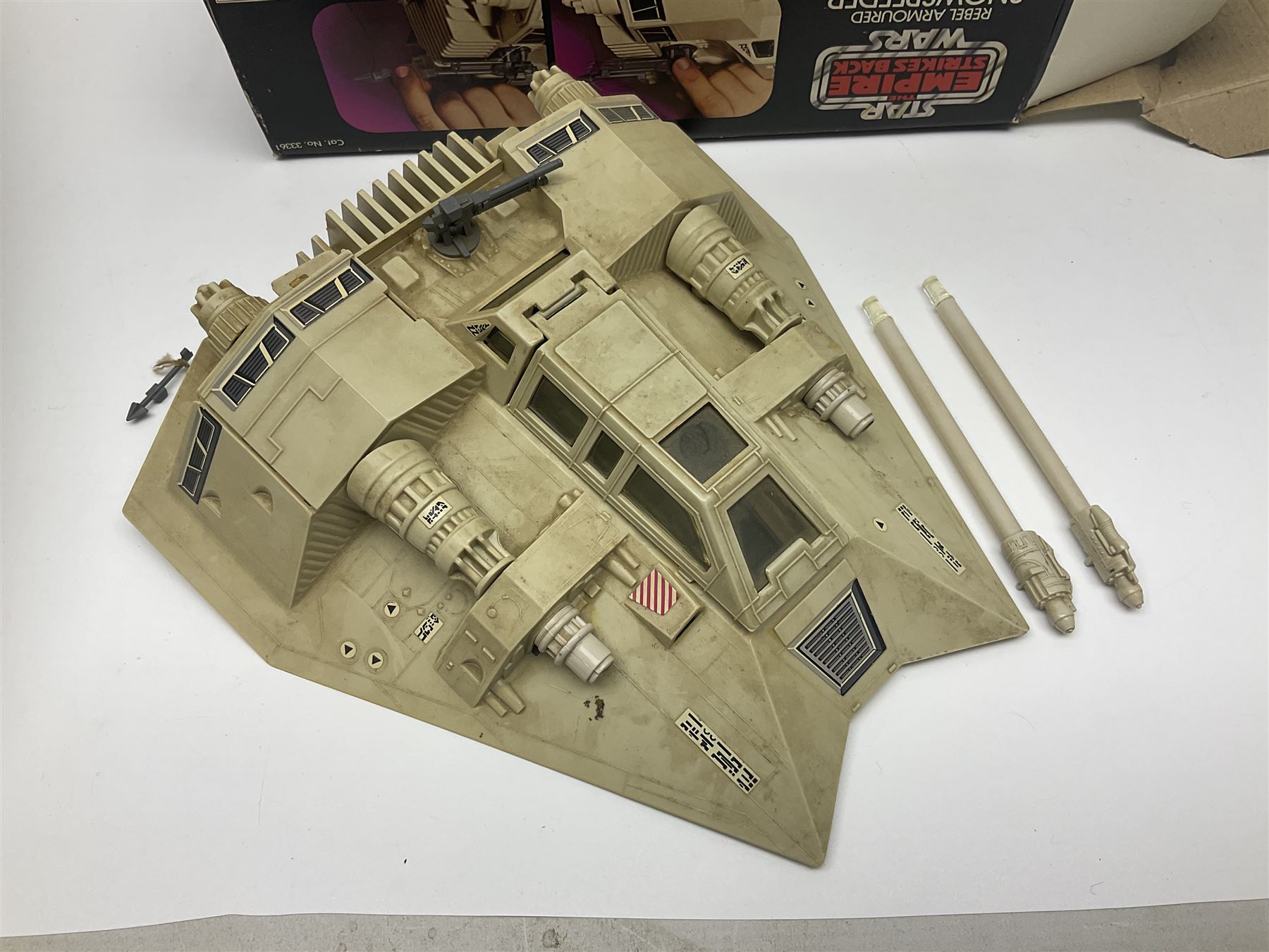 Star Wars - vintage vehicles comprising Rebel Armoured Snowspeeder and Tri-pod Laser Cannon; both boxed; Rebel Transport with 3 3/4
