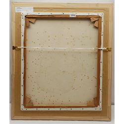 A Webber (British 20th century): 'Sarah’s Bouquet', oil on canvas signed and dated 1983, titled on the stretcher verso 50cm x 60cm