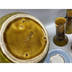 Royal Doulton wide rimmed jardinière, together with two Royal Doulton jugs, Arthur Wood jugs etc