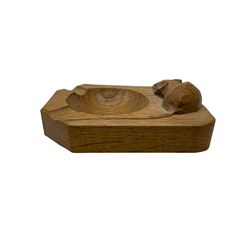 Mouseman - oak ashtray, canted rectangular form with carved mouse signature, by the workshop of Robert Thompson, Kilburn, L10cm