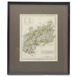 Topographical Interest - a collection of eight 18th century and later engraved and lithographic maps including two strip road maps (Bristol to York and Bristol), county maps of Gloucestershire (2), Westmoreland, Northumberland and Middlesex, together with a map of France max 28cm x 22cm (8)
