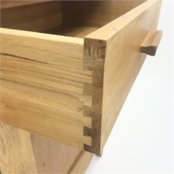  Light oak sideboard/dresser, two drawers above two cupboards, stile end supports, W125cm, H80cm, D43cm  
