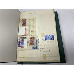Queen Victoria and later Great British and World stamps, including two Queen Victoria penny blacks, both with Red MX cancels, various Penny Reds, King George V seahorses, small number of coins, etc