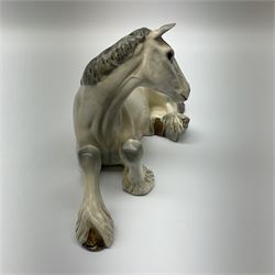 Beswick dapple grey Shire horse lying down model no 2459, with printed mark beneath. 
