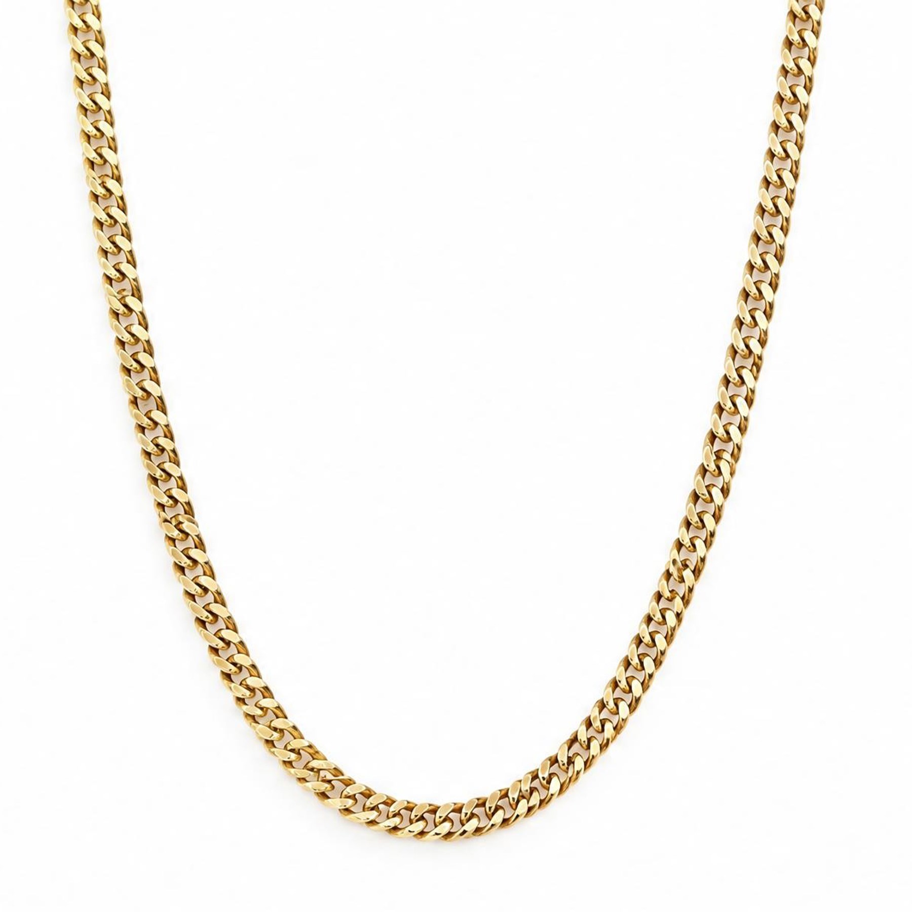 18ct gold flattened curb link chain necklace, stamped 750