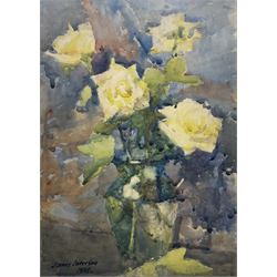 James Paterson (Scottish 1854-1932): Still Life of White Roses, watercolour signed and dated 1929, 37cm x 26cm 