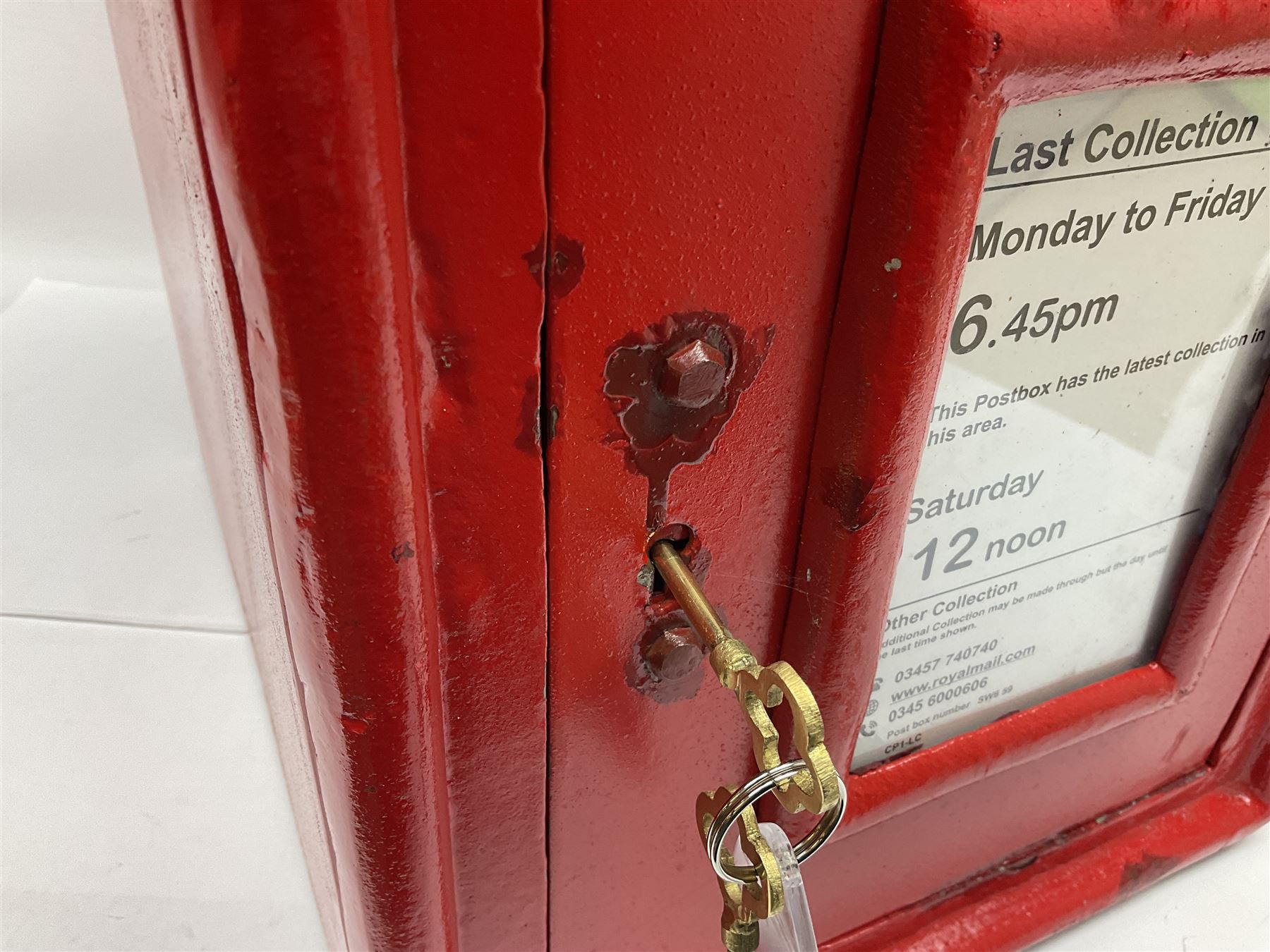 Modern painted metal wall mounted Postbox, H65cm, D35cm