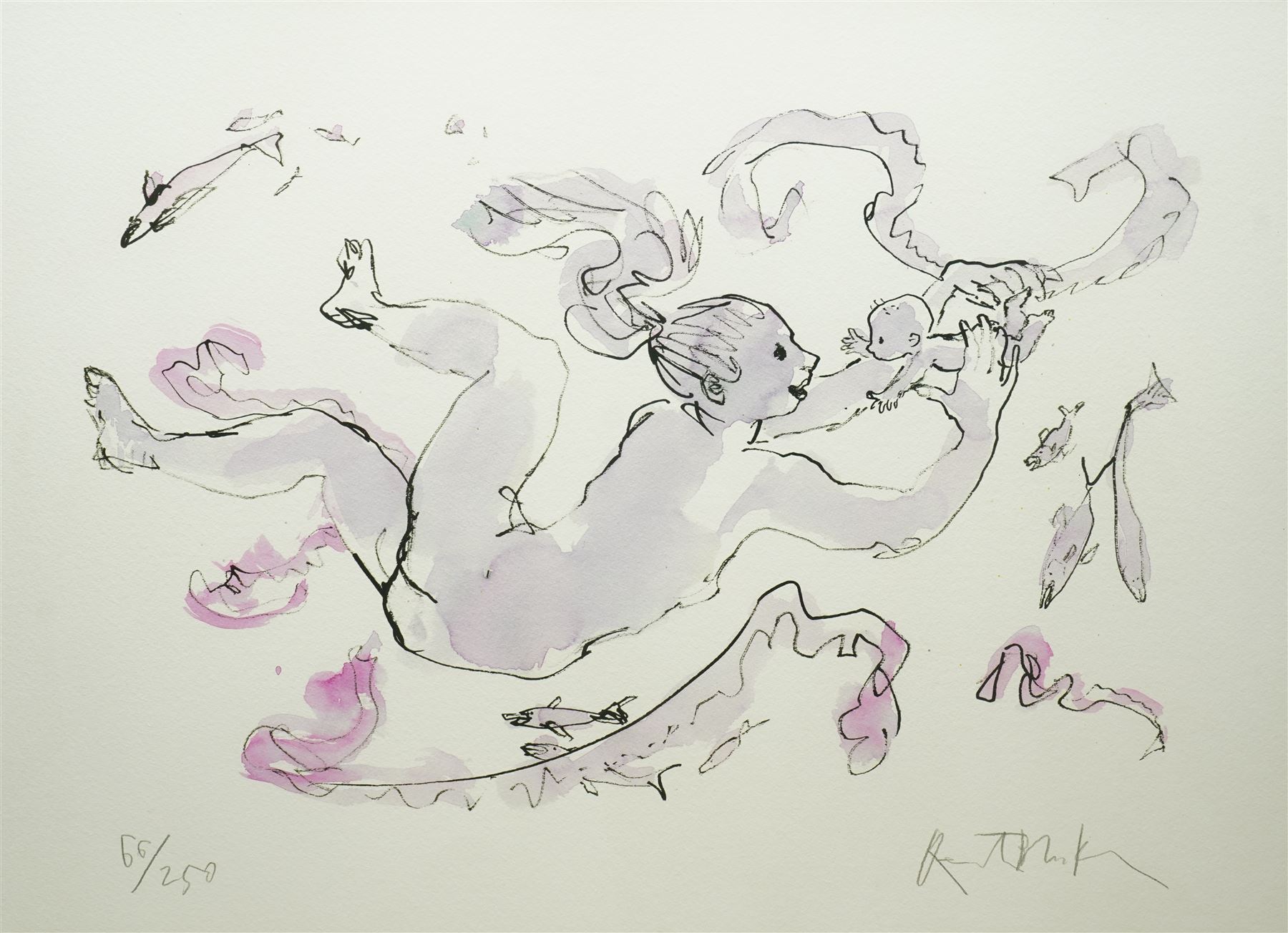 Sir Quentin Blake (British 1932-): 'Life Under Water' (Purple), limited edition colour screenprint signed and numbered 66/250 in pencil 39cm x 55cm