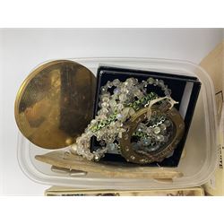 Silver jewellery including St Johns Ambulance medal, tiger's eye necklace, identity bracelet, etc, together with Festival of Britain powder compact, Ippag dice lighter, Win International lighter, Victorian and later costume jewellery and wristwatches