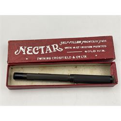 Five fountain pens, to include Stephens no 270, Curzon Typhoo, WHSmith The Wembley Pen and the Nectar, all with 14ct gold nibs  