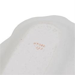 Early 19th century Spode vase and garniture, each decorated in the Japan pattern no. 868, with twin scroll handles and pedestal foot, H15.5cm max; together with Spode pen tray, pattern no. 093, L27cm; pastille burner, H8cm; and an 18th/19th century porcelain vase and cover, decorated with panels of flowers within orange and gilt bands, possibly Spode H16cm (6)