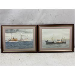 A Crawford (British Contemporary): Fleetwood Trawlers 'Captain Hardy' and 'Dean Martha', pair watercolours signed and dated Oct '03, titled verso 24cm x 34cm (2)