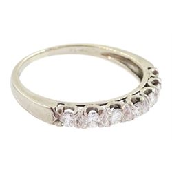 White gold seven stone round brilliant cut diamond ring, stamped 18ct, total diamond weight approx 0.45 carat