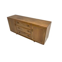 Ercol - elm sideboard, fitted with three drawers and two cupboards