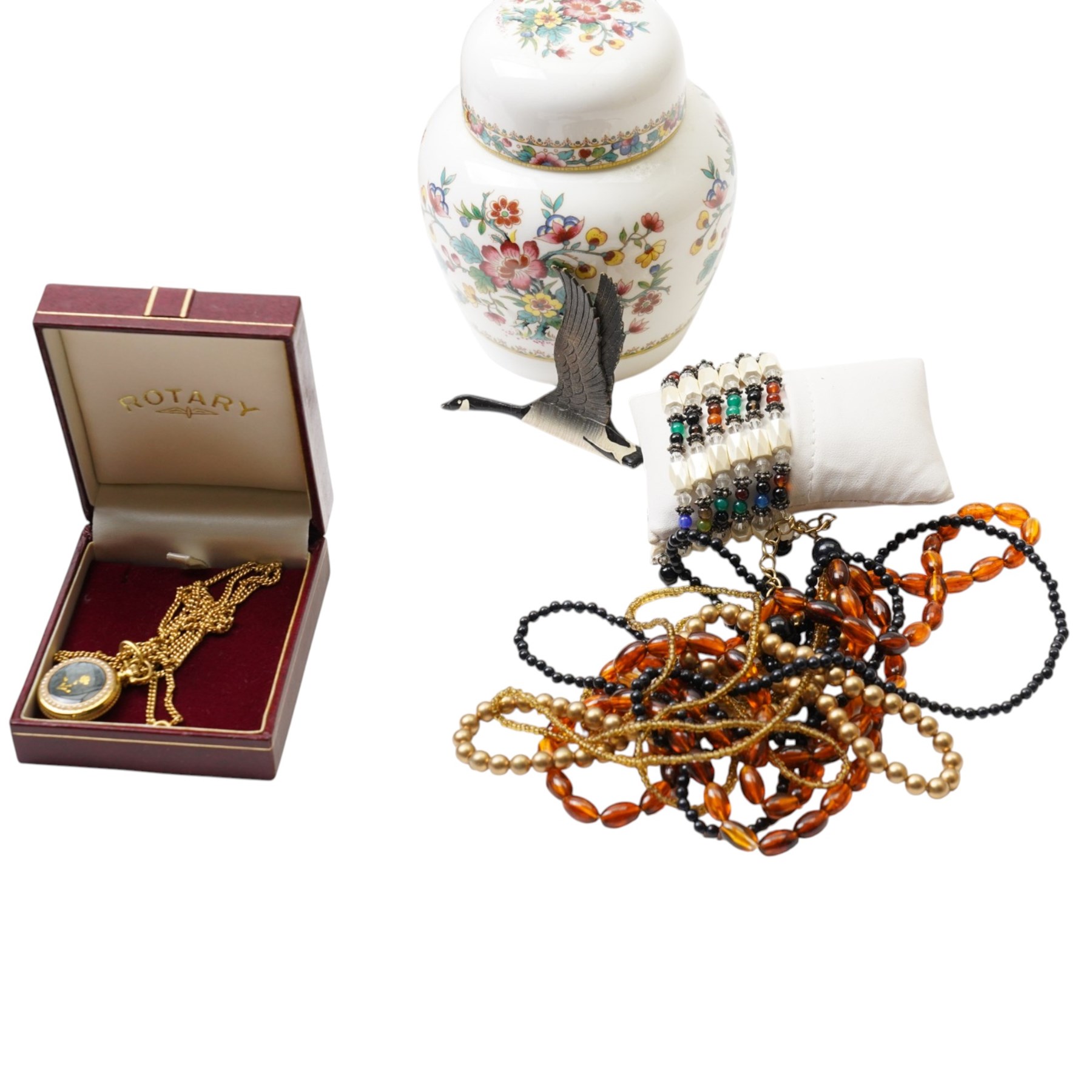 Gold 'Baby' brooch stamped 9ct, silver jewellery including bangles, pendants, brooch etc and a collection of costume jewellery including Michaela Frey bangle 