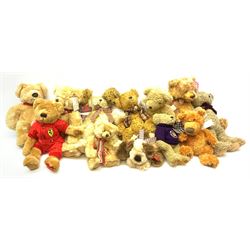 Fourteen modern collectable teddy bears including Traditional Bear Collection, House of Fraser, Gund 'Butterscotch', Keel, Plushpals, Sunkid, House of Valentina QEII Golden Jubilee etc; various sizes (14)
