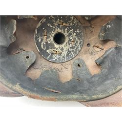 WW1 German leather Pickelhaube helmet with brass plate for Baden regiment, leather strap and leather part only of liner