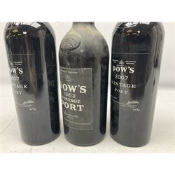 Dow's vintage port, comprising the years 1963 and two 2007, various contents and proof (3)