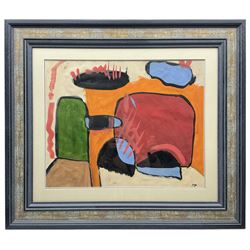 Henry Cliffe (British 1919-1983): Abstract Composition, gouache signed with initials 42cm x 52cm